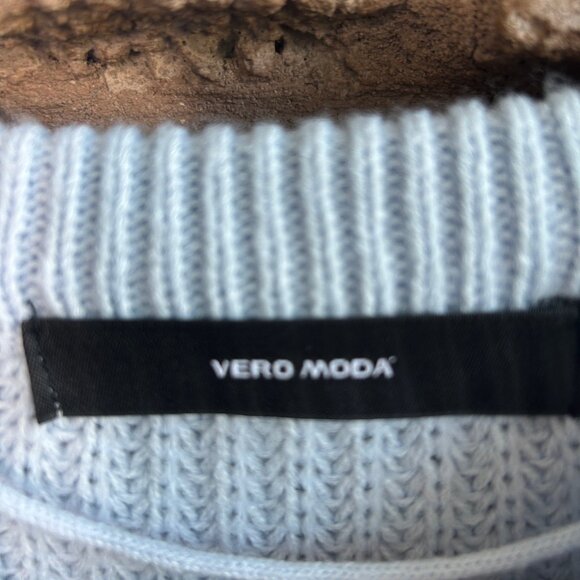 Vero Moda Light Blue Crewneck Sweater Ribbed Knit Size Small - Picture 4 of 7